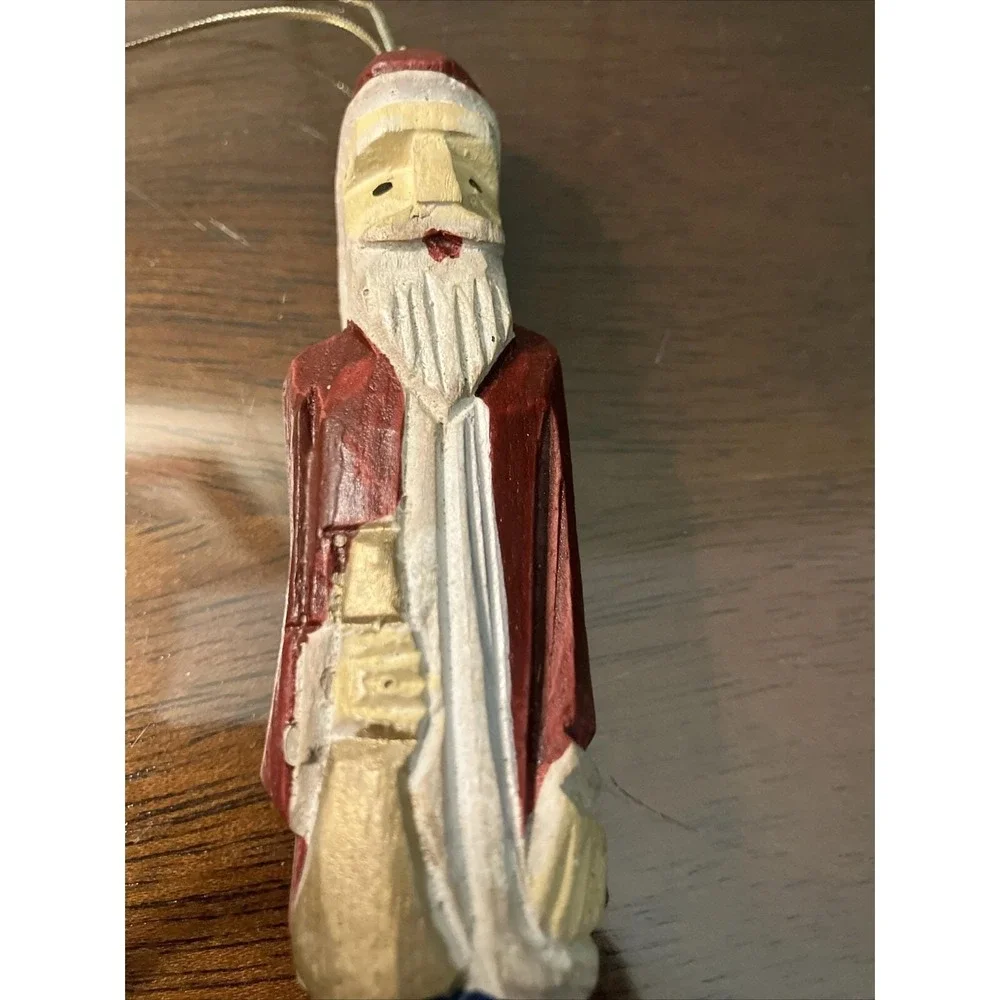 Vintage Carved Wooden Santa 6